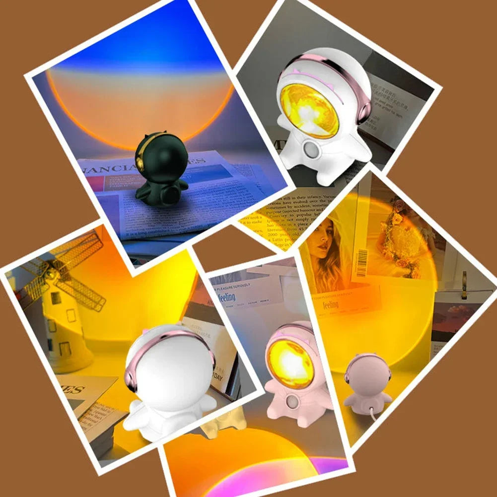 AstroGlow - Solnedgång LED Projektorlampa med Astronautdesign – Stämningsfull Belysning