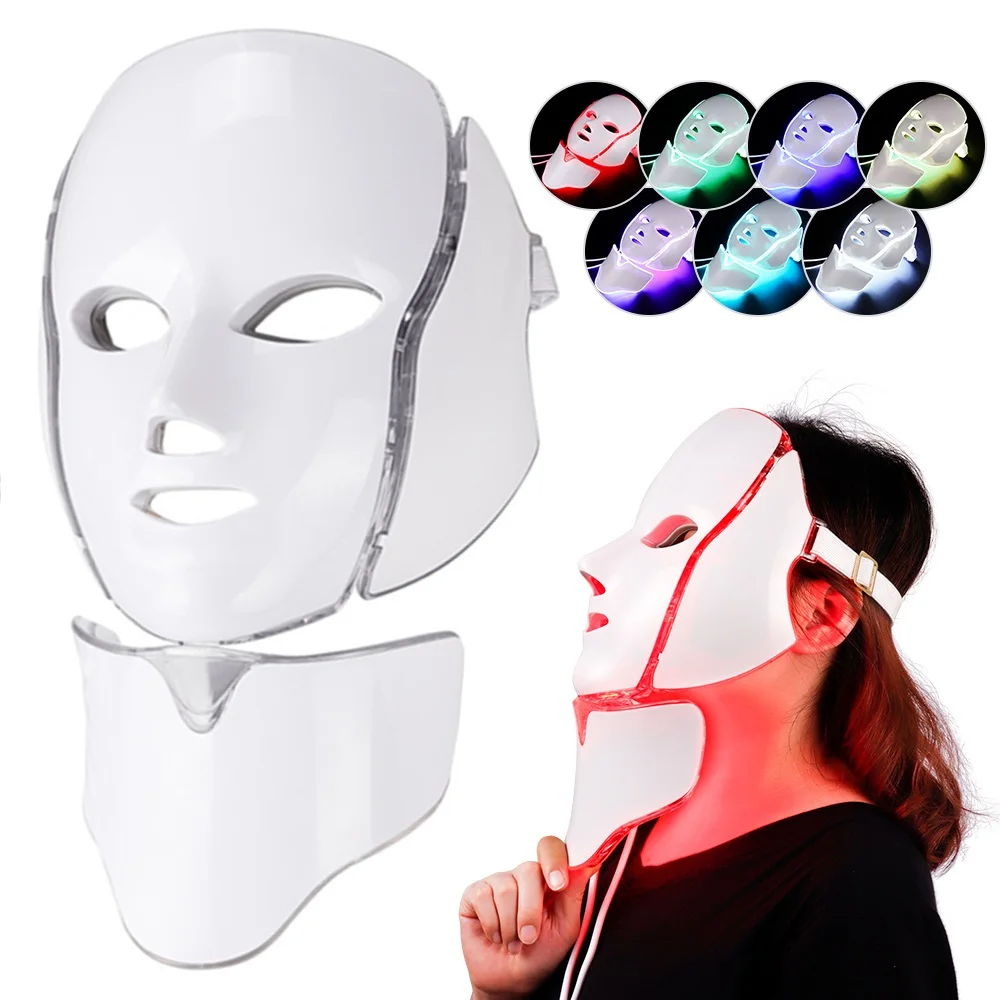 7 Färger Röd Ljus Terapi Mask - Ansikte &amp; Nackbehandling