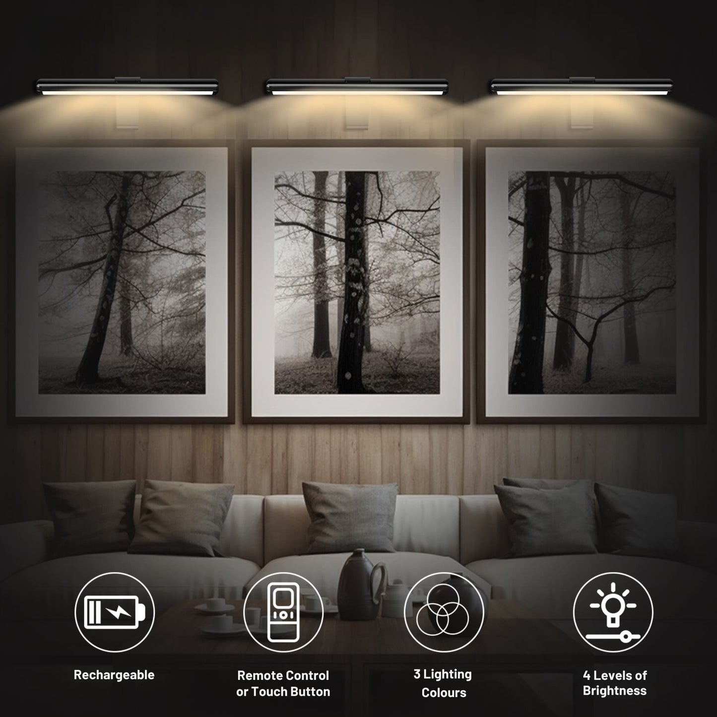 Royaleva Trådlös LED Uppladdningsbar Bildlampa med Fjärrkontroll - Perfekt för Konst och Fotografi