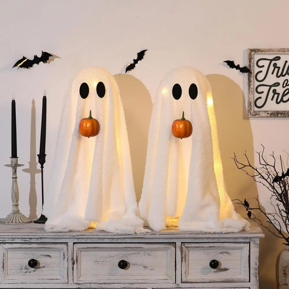 Lysande Halloween-spöke med pumpamun