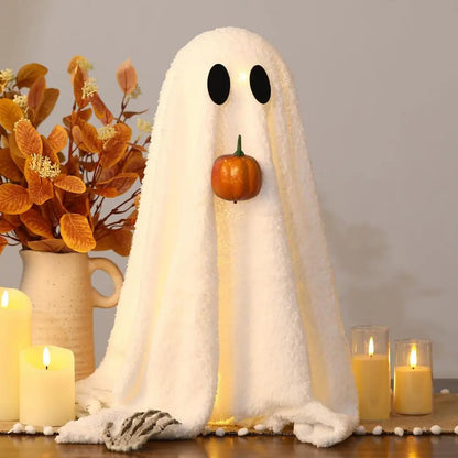 Lysande Halloween-spöke med pumpamun