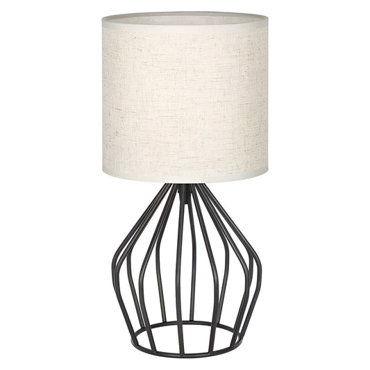 LinenGlow Lampa - Bordsampa med Urholkad Fot och Linne Skärm