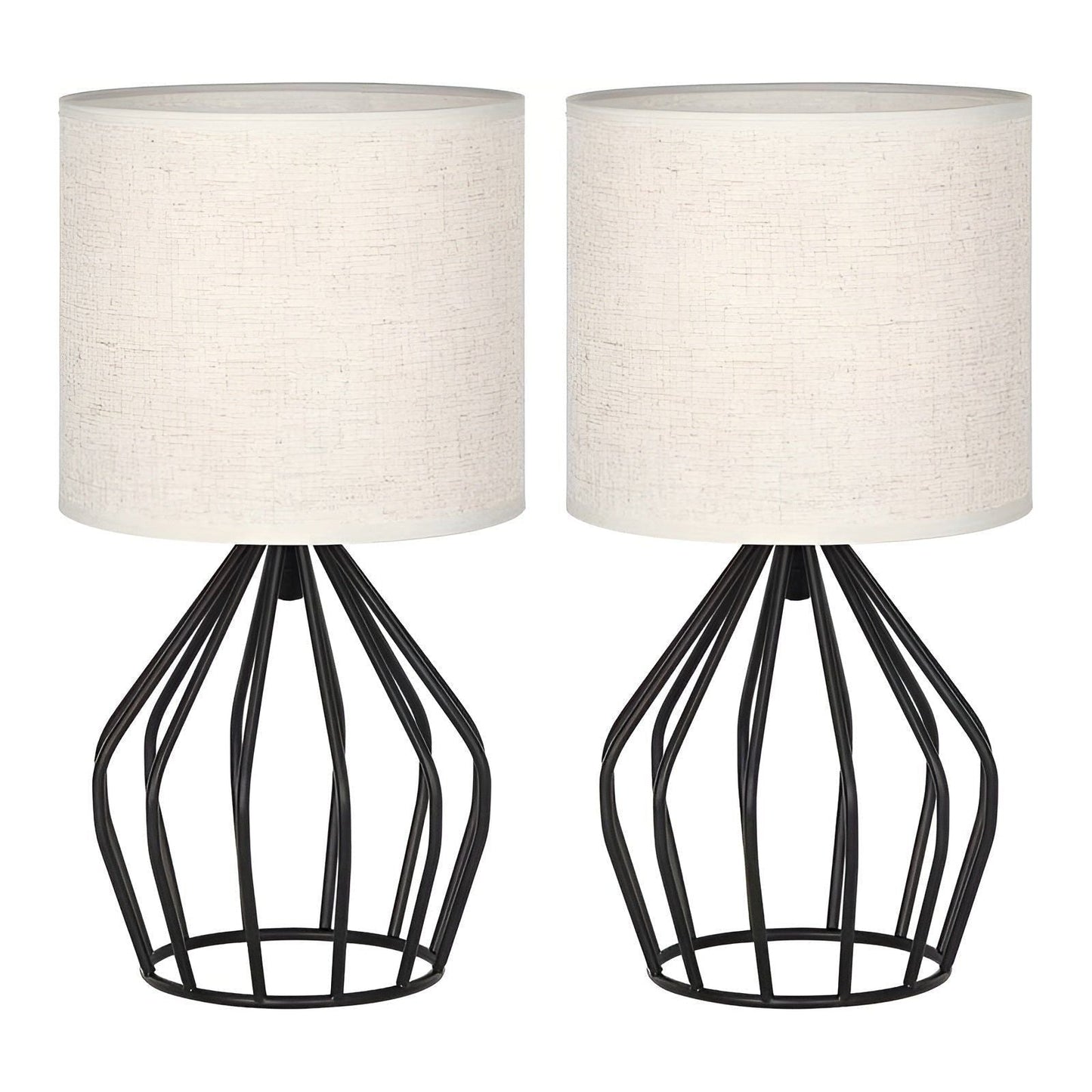 LinenGlow Lampa - Bordsampa med Urholkad Fot och Linne Skärm