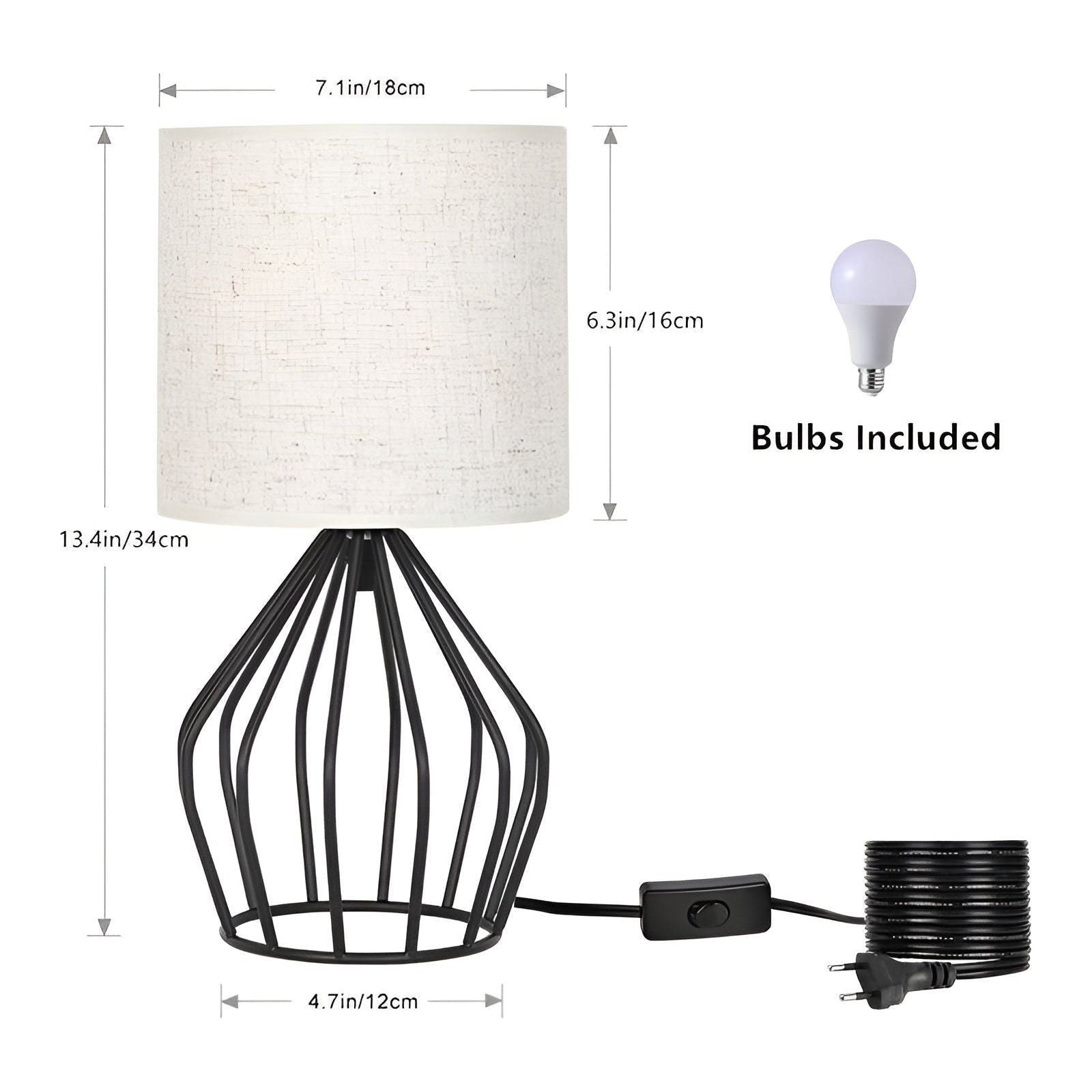 LinenGlow Lampa - Bordsampa med Urholkad Fot och Linne Skärm