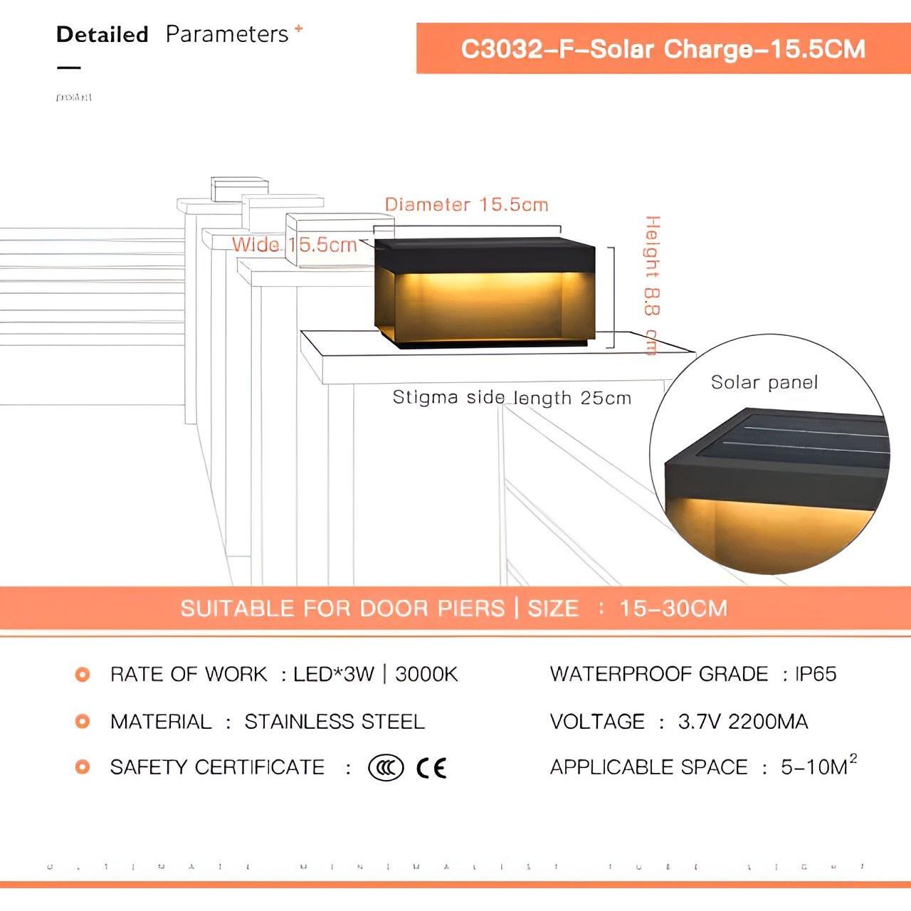 LumiGate Light - Vattentät solcellsgatubelysning för utomhus