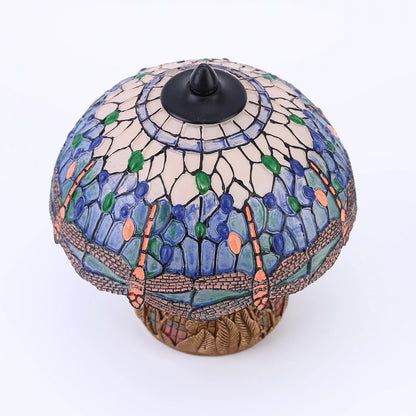 LuxeGlow - Vintage Bordslampa med Trollsländemönster och Art Nouveau Design