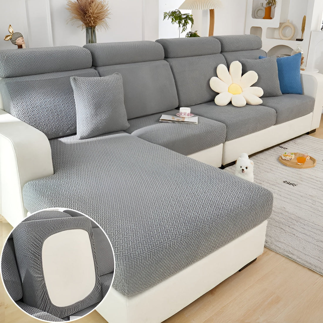 LuxeGuard Sofafodral – 360° Hel skydd med halkskyddsteknik, hållbar och elastisk