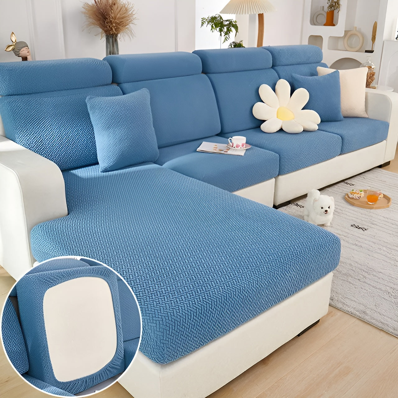 LuxeGuard Sofafodral – 360° Hel skydd med halkskyddsteknik, hållbar och elastisk