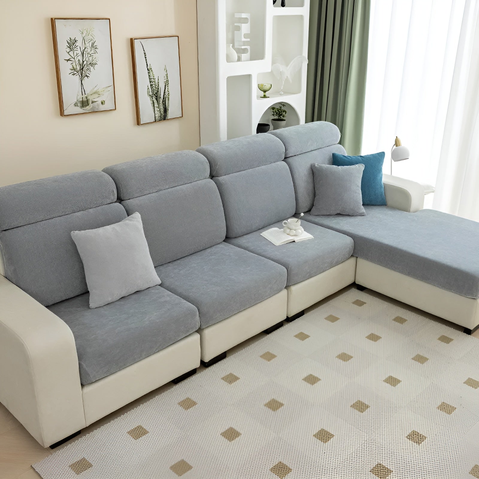 LuxeGuard Sofafodral – 360° Hel skydd med halkskyddsteknik, hållbar och elastisk