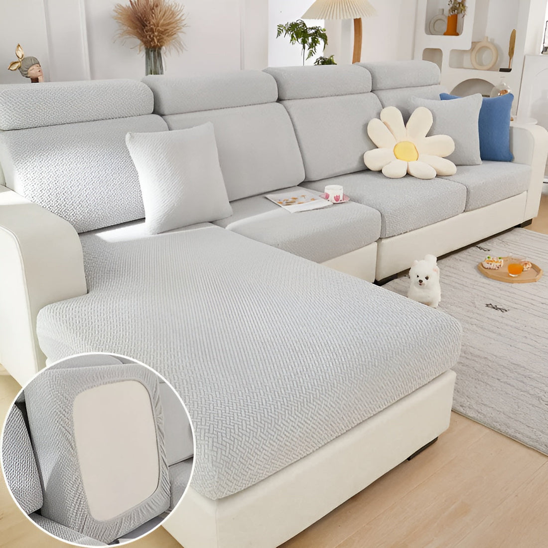 LuxeGuard Sofafodral – 360° Hel skydd med halkskyddsteknik, hållbar och elastisk