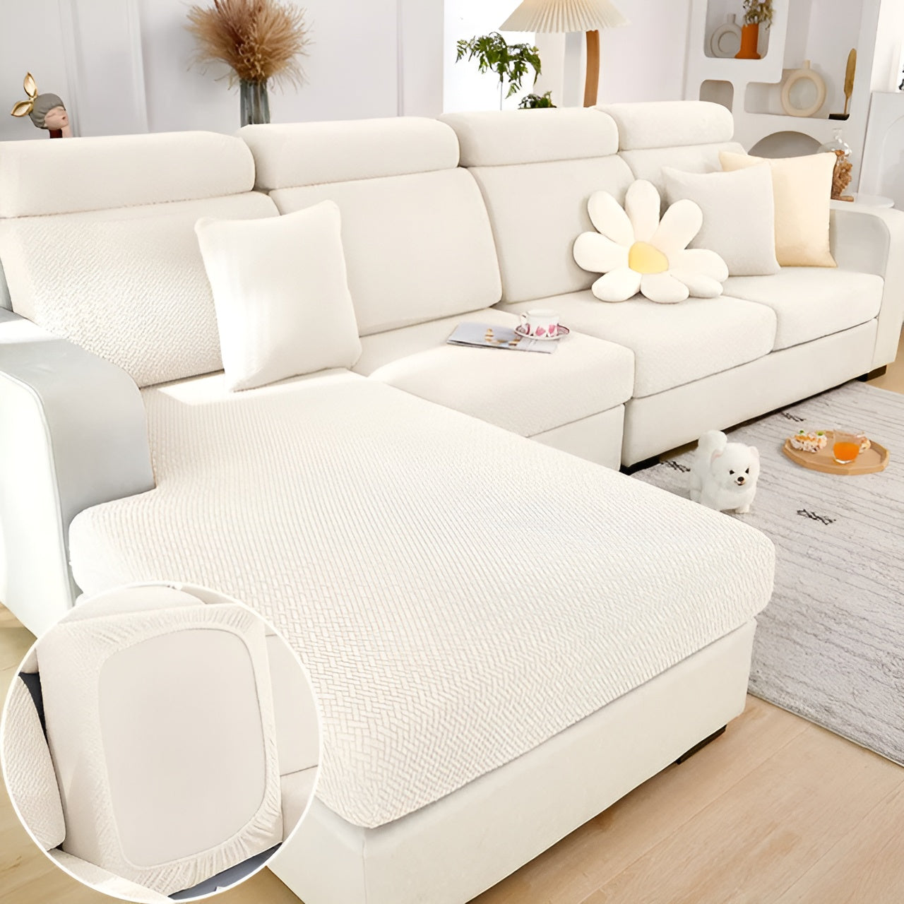 LuxeGuard Sofafodral – 360° Hel skydd med halkskyddsteknik, hållbar och elastisk
