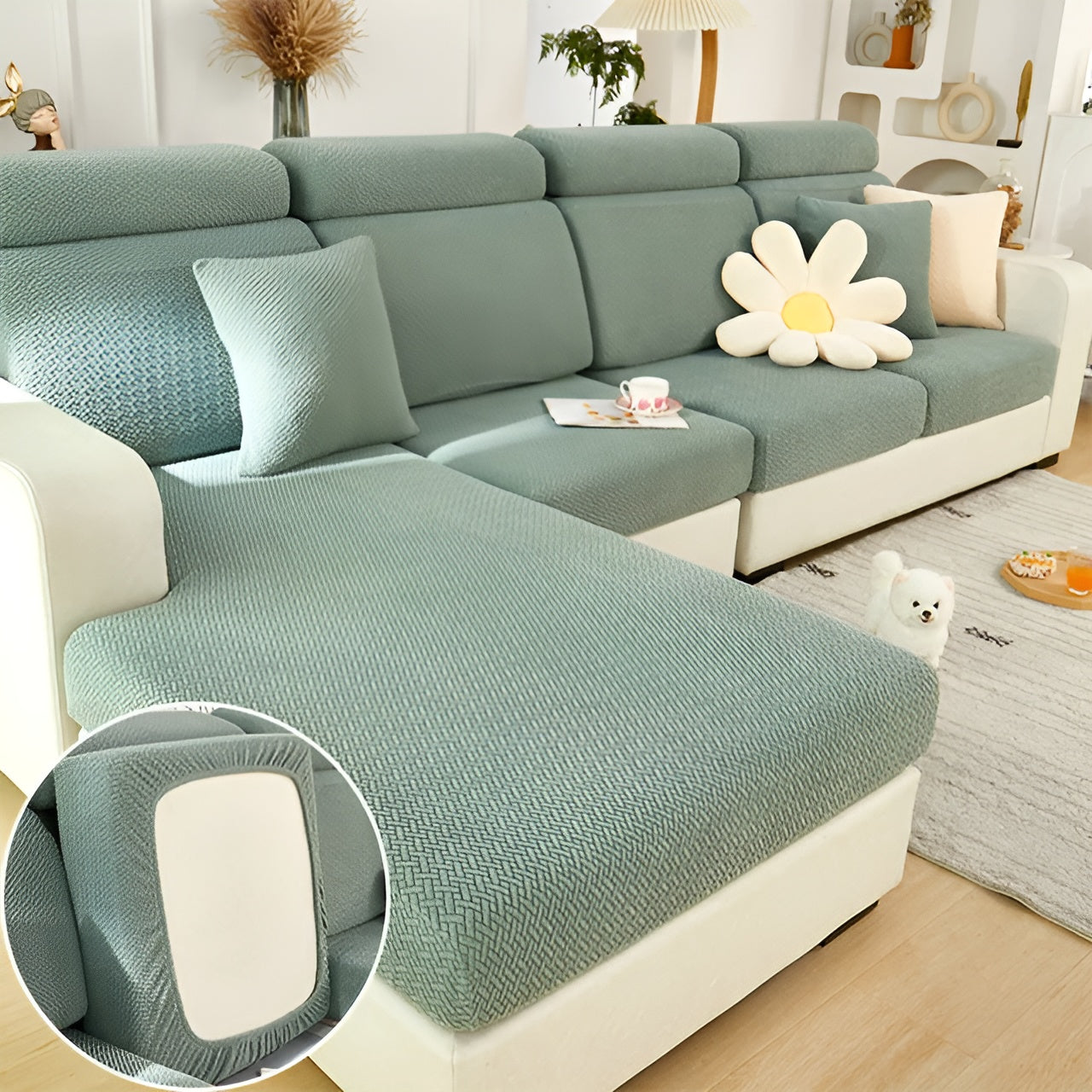 LuxeGuard Sofafodral – 360° Hel skydd med halkskyddsteknik, hållbar och elastisk