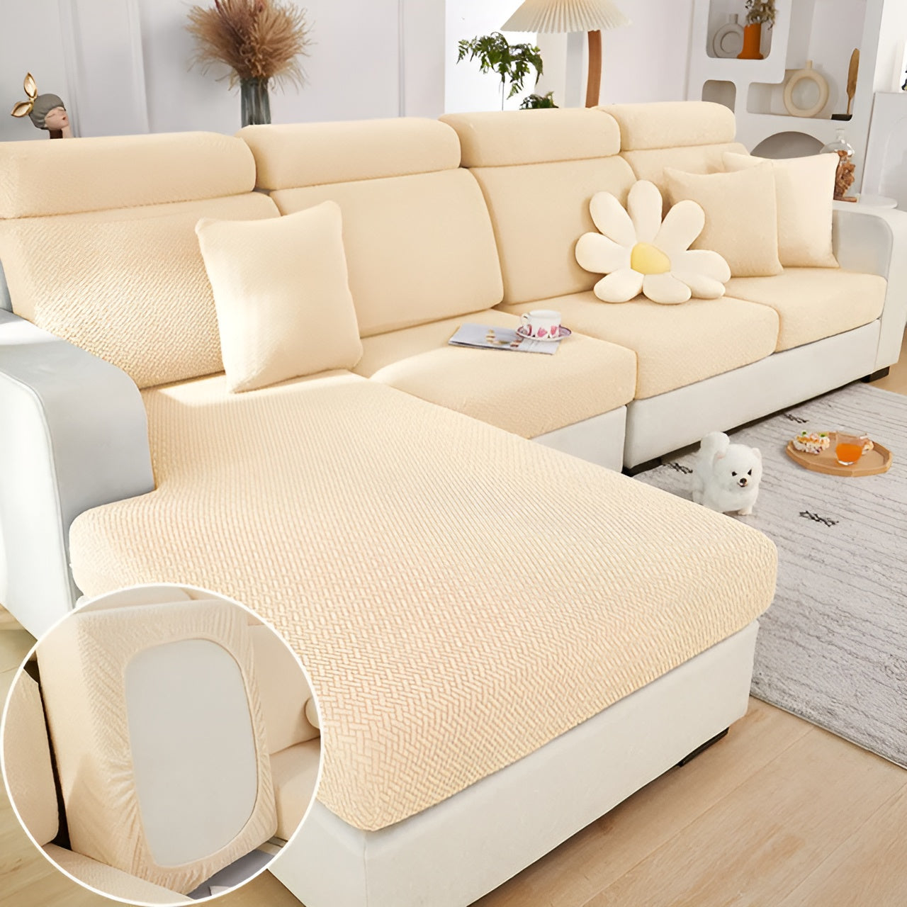 LuxeGuard Sofafodral – 360° Hel skydd med halkskyddsteknik, hållbar och elastisk