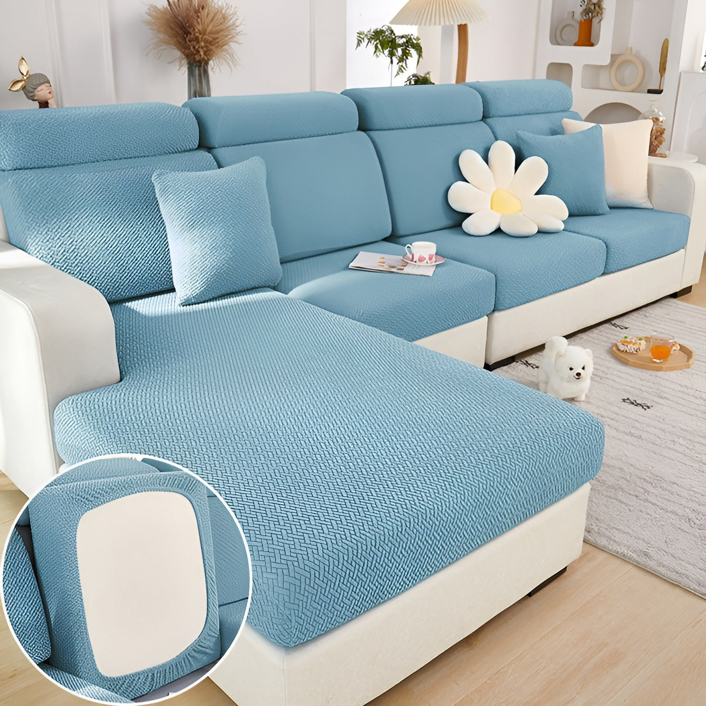LuxeGuard Sofafodral – 360° Hel skydd med halkskyddsteknik, hållbar och elastisk
