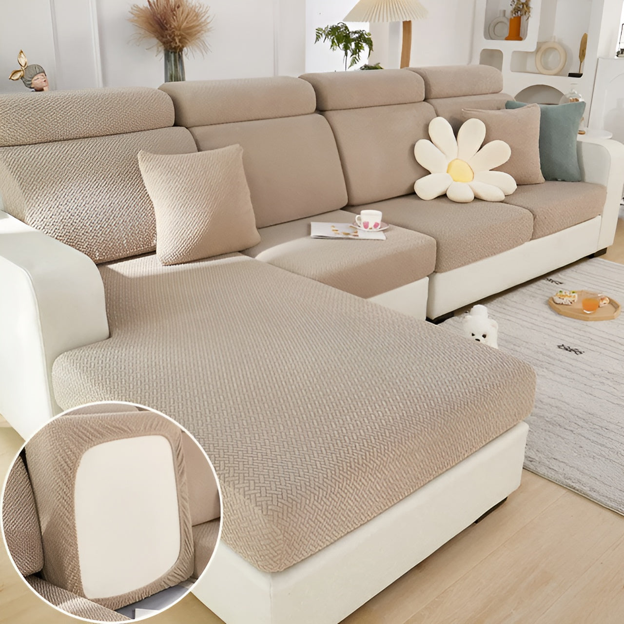 LuxeGuard Sofafodral – 360° Hel skydd med halkskyddsteknik, hållbar och elastisk