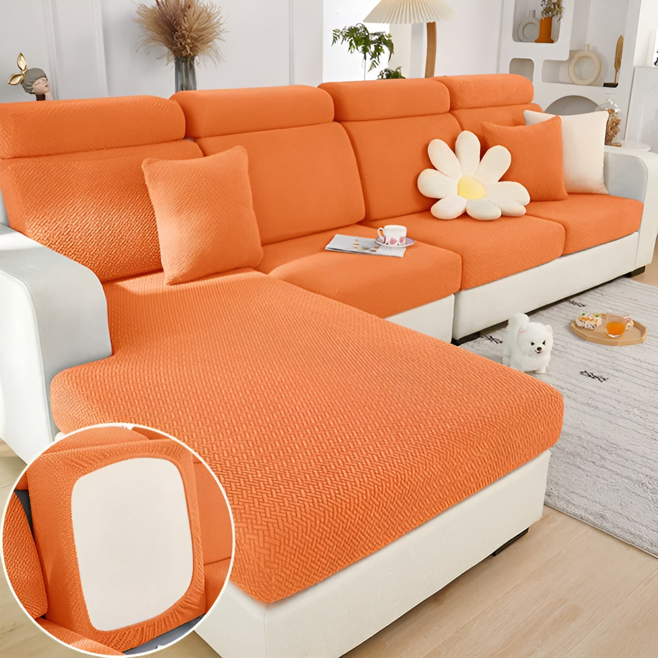 LuxeGuard Sofafodral – 360° Hel skydd med halkskyddsteknik, hållbar och elastisk