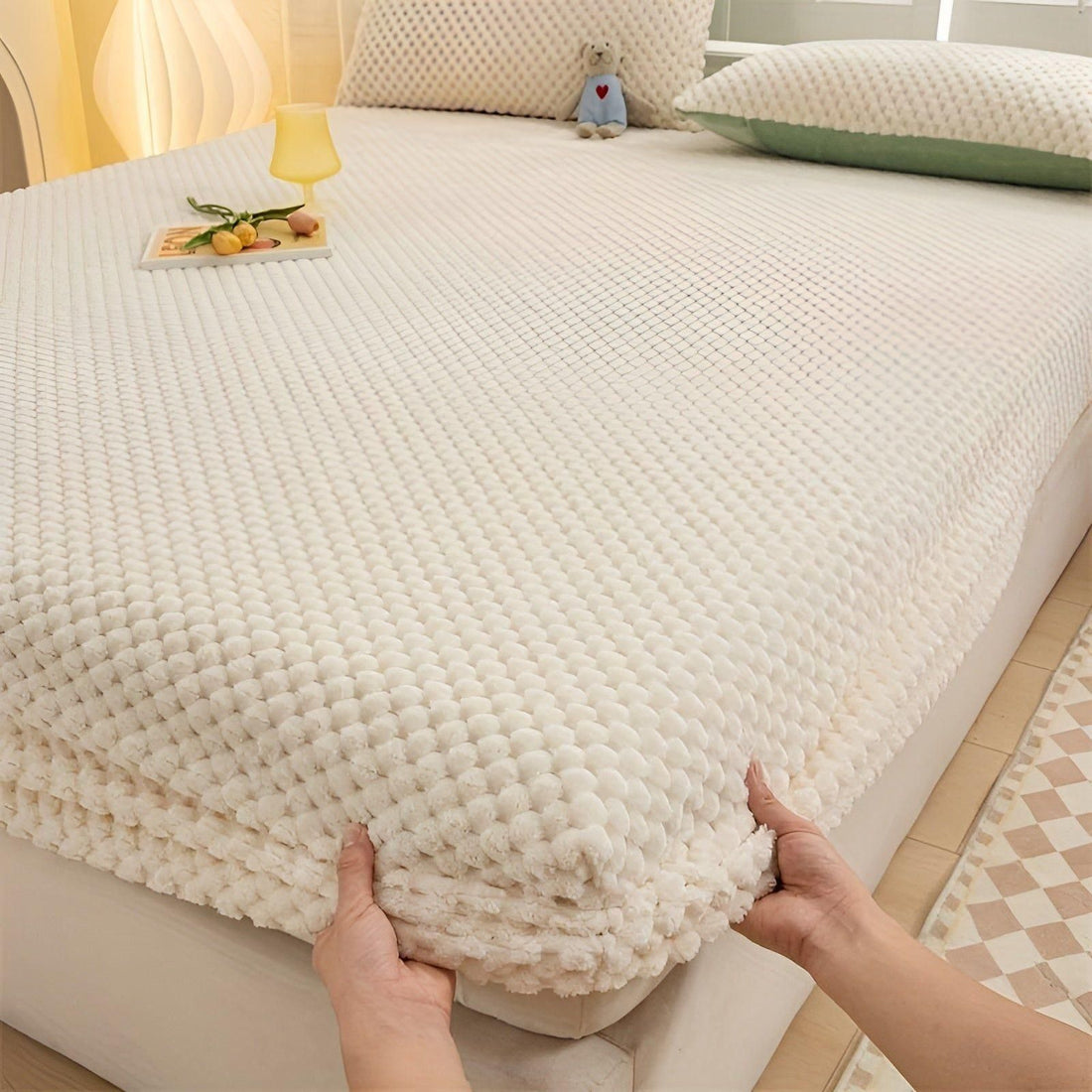 LuxeVelvet Duvet Cover - Lyx Anti-Rutsch Mjuk Sammet Spannlakan Madrasskydd