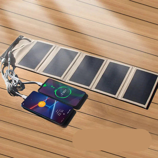 Carvallo Solarpanel Solvion FoldCharge | 10.000 mAh Powerbank | 2× USB | 10 W effekt | Utomhus & Resor | Vattentålig