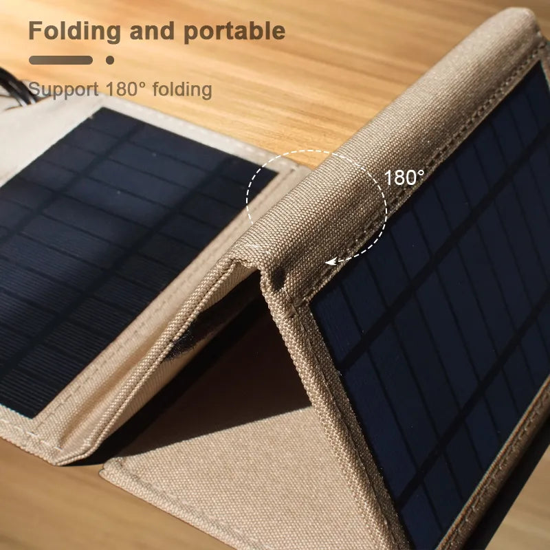 Carvallo Solarpanel Solvion FoldCharge | 10.000 mAh Powerbank | 2× USB | 10 W effekt | Utomhus & Resor | Vattentålig