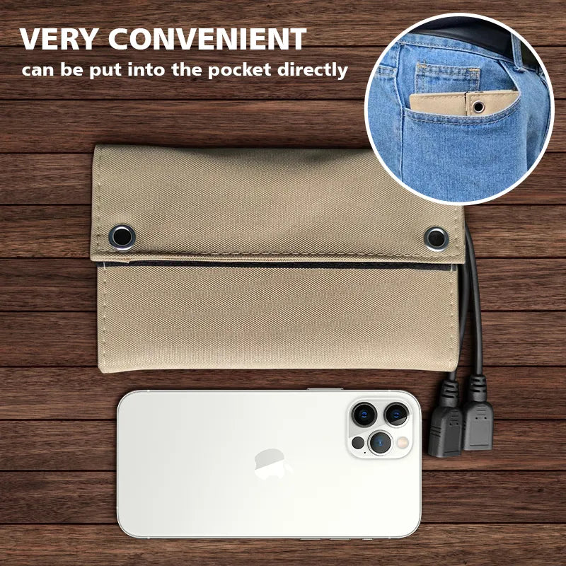 Carvallo Solarpanel Solvion FoldCharge | 10.000 mAh Powerbank | 2× USB | 10 W effekt | Utomhus & Resor | Vattentålig