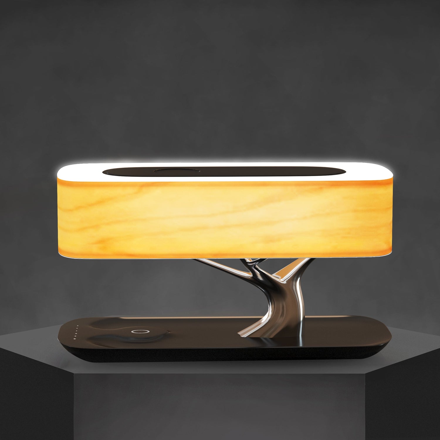 LumeFusion - Modern Bordslampa med Trådlös Laddning och Bluetooth-Högtalare