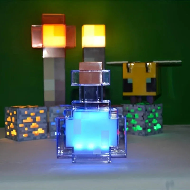 LuxRoyale Minecraft Inspirerad Potion Lampa – Färgväxlande LED Nattlampa med Touchkontroll &amp; USB Uppladdningsbar
