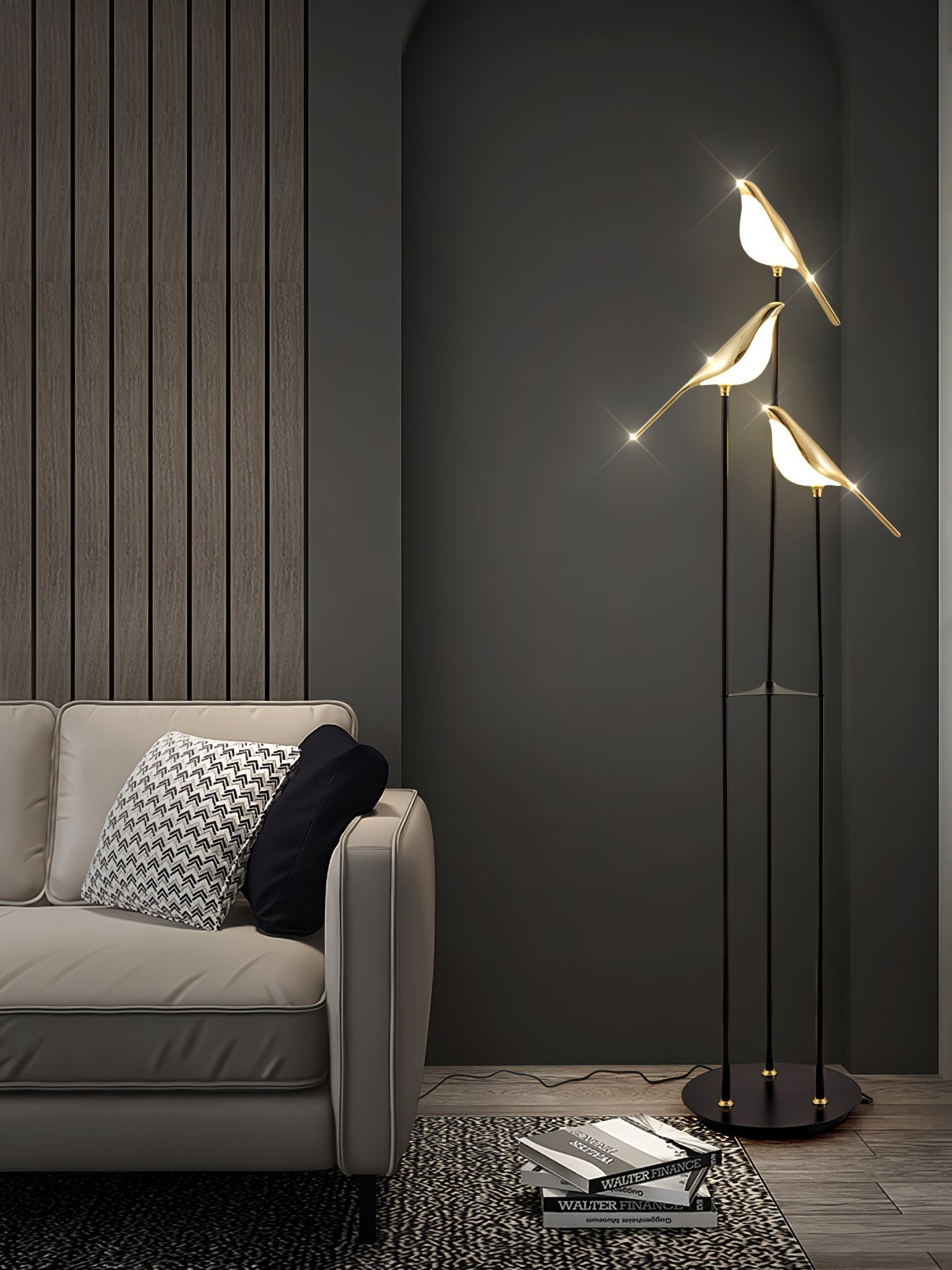 Aurevo Perch | LED-golvlampa med dekorativt fågelmotiv