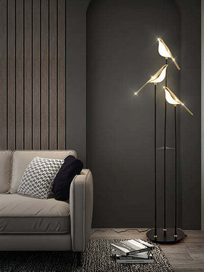 Aurevo Perch | LED-golvlampa med dekorativt fågelmotiv