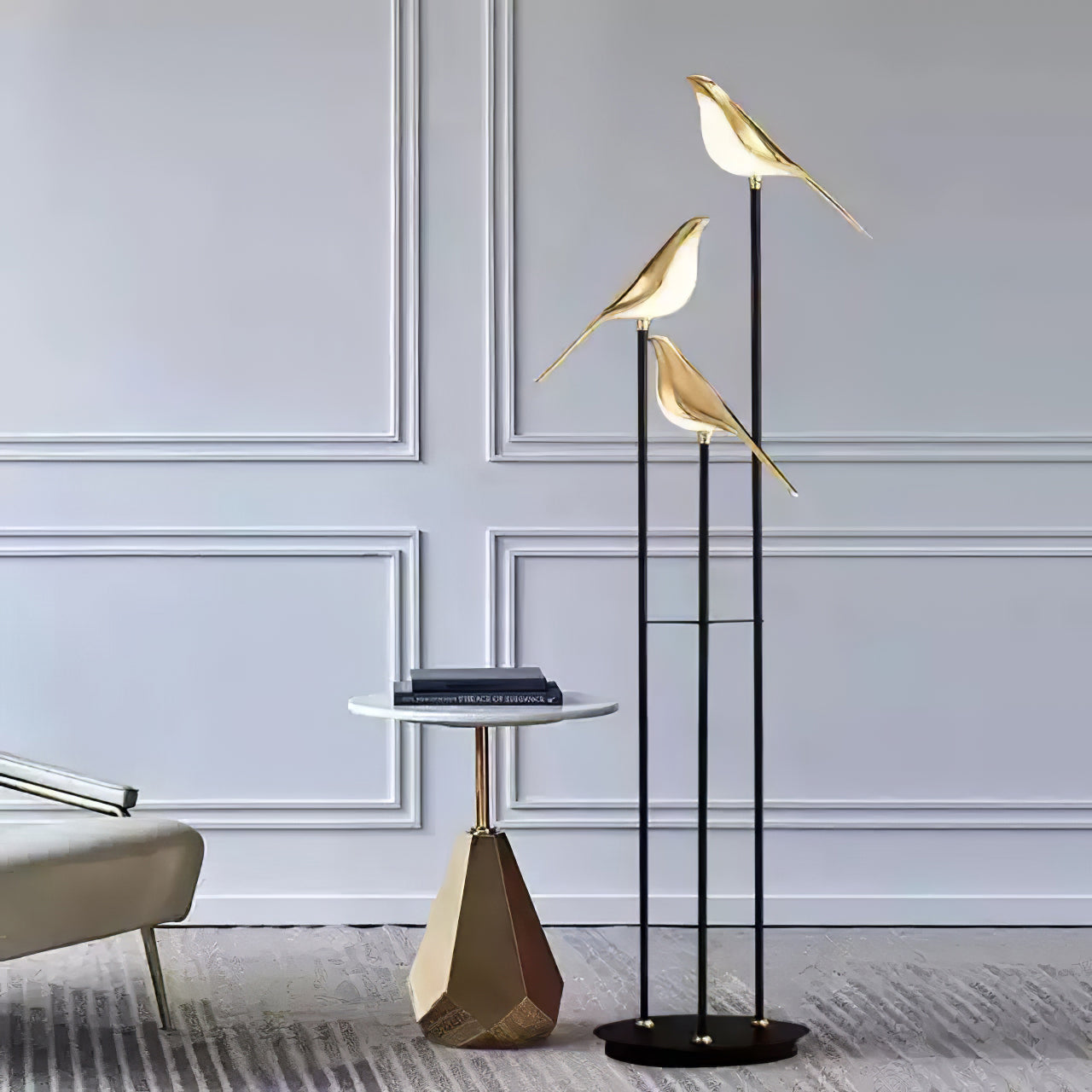 Aurevo Perch | LED-golvlampa med dekorativt fågelmotiv