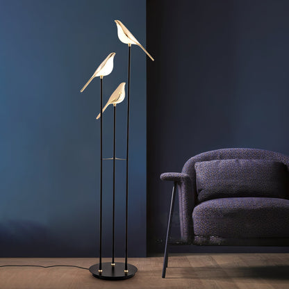 Aurevo Perch | LED-golvlampa med dekorativt fågelmotiv