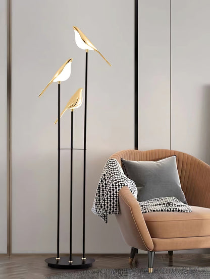 Aurevo Perch | LED-golvlampa med dekorativt fågelmotiv