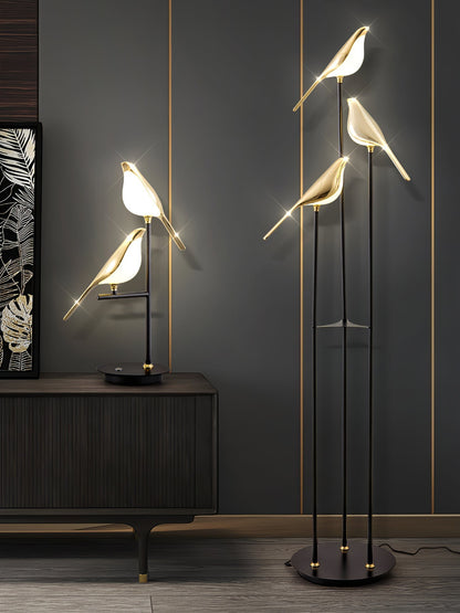 Aurevo Perch | LED-golvlampa med dekorativt fågelmotiv