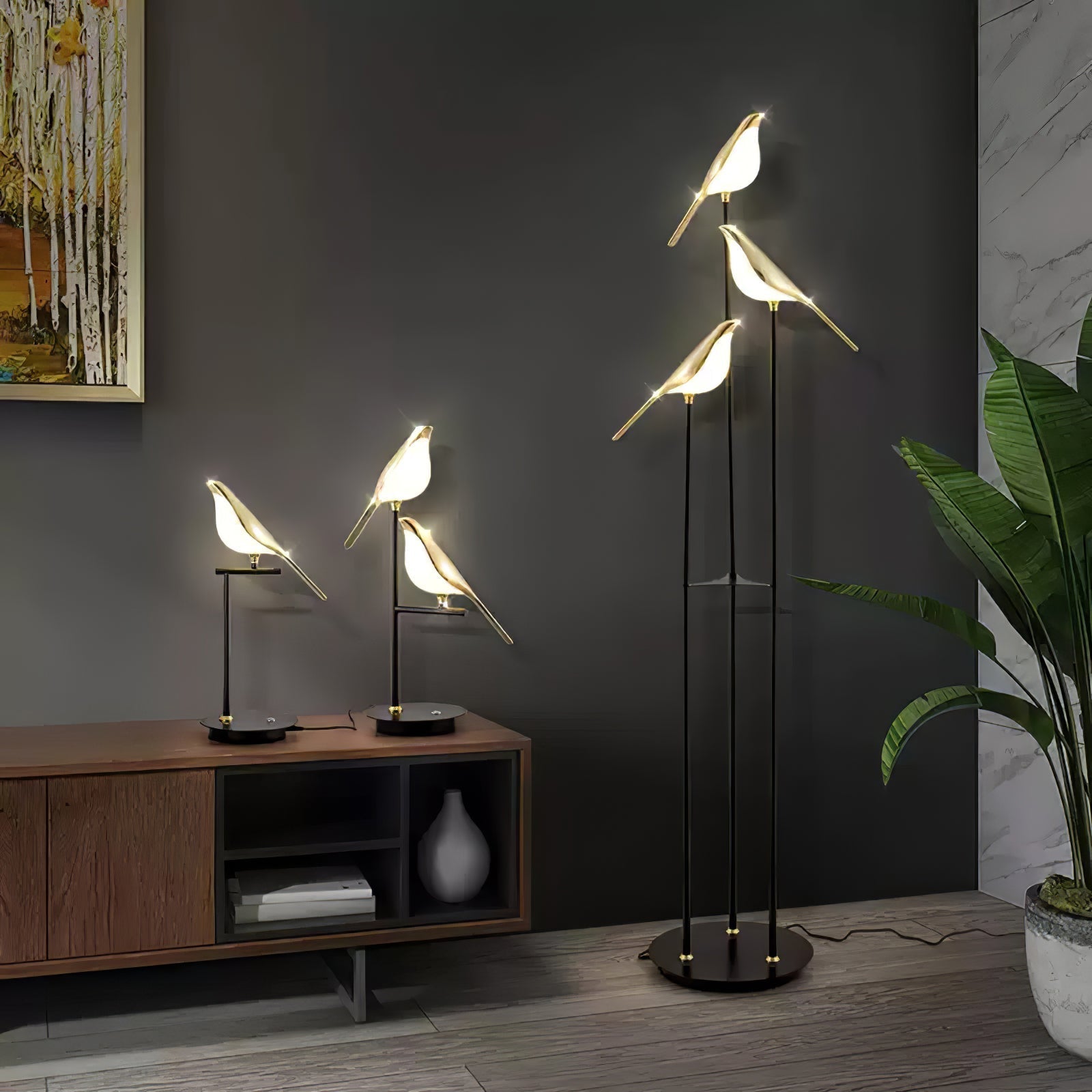 Aurevo Perch | LED-golvlampa med dekorativt fågelmotiv