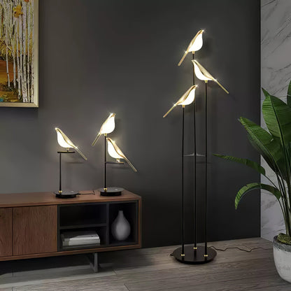 Aurevo Perch | LED-golvlampa med dekorativt fågelmotiv