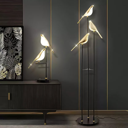 Aurevo Perch | LED-golvlampa med dekorativt fågelmotiv