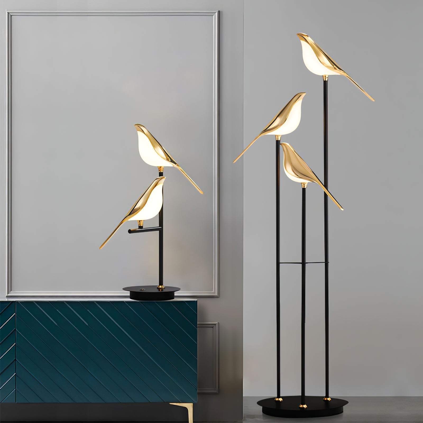 Aurevo Perch | LED-golvlampa med dekorativt fågelmotiv