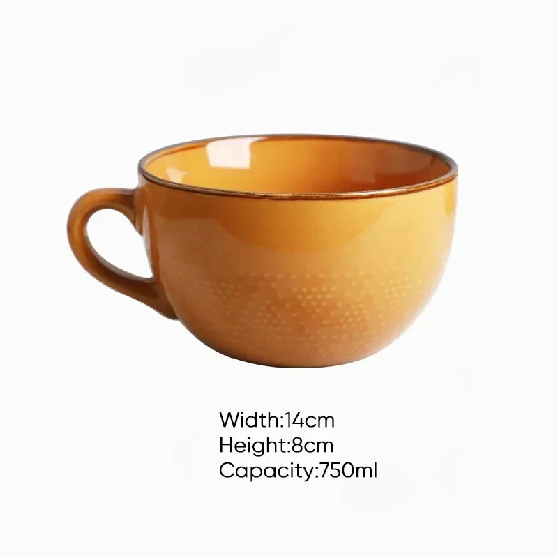 Magu Stengods Kaffekopp | 12oz | Jorderiga Nyans med Guldkant | Brick by Brick London