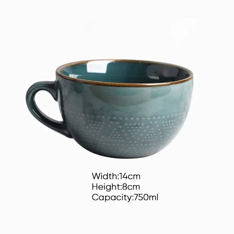 Magu Stengods Kaffekopp | 12oz | Jorderiga Nyans med Guldkant | Brick by Brick London