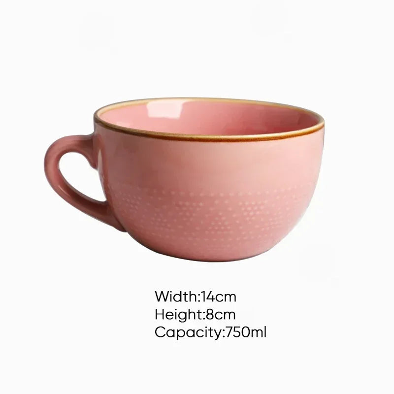 Magu Stengods Kaffekopp | 12oz | Jorderiga Nyans med Guldkant | Brick by Brick London