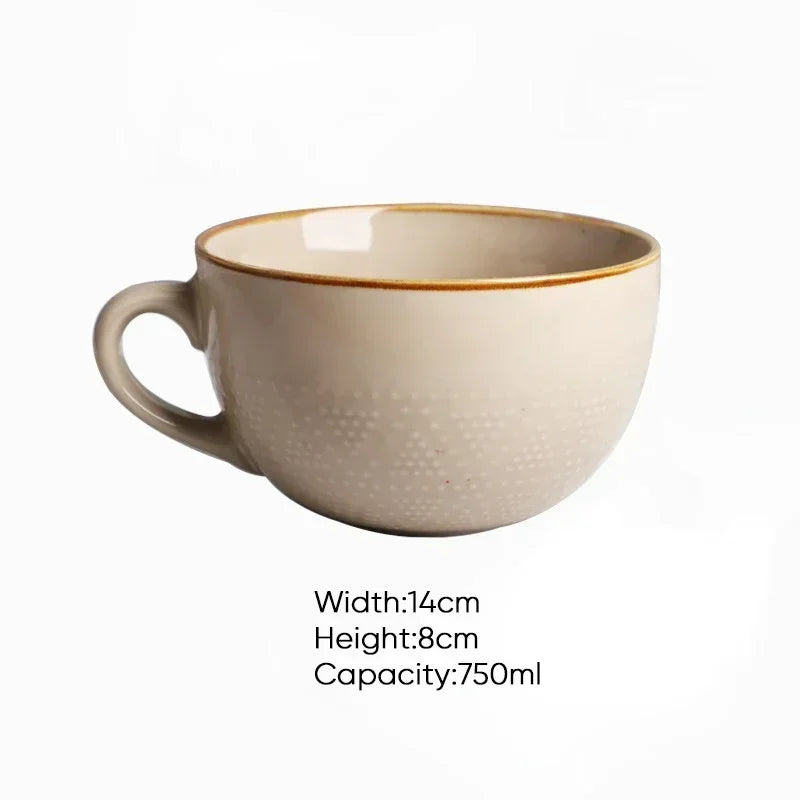 Magu Stengods Kaffekopp | 12oz | Jorderiga Nyans med Guldkant | Brick by Brick London