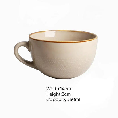 Magu Stengods Kaffekopp | 12oz | Jorderiga Nyans med Guldkant | Brick by Brick London