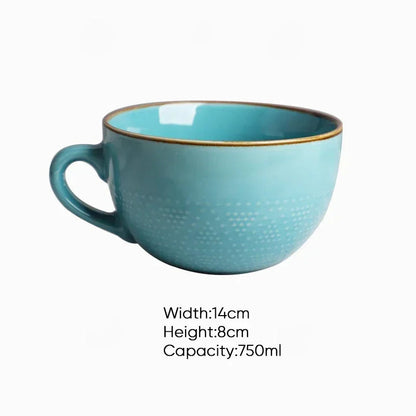 Magu Stengods Kaffekopp | 12oz | Jorderiga Nyans med Guldkant | Brick by Brick London