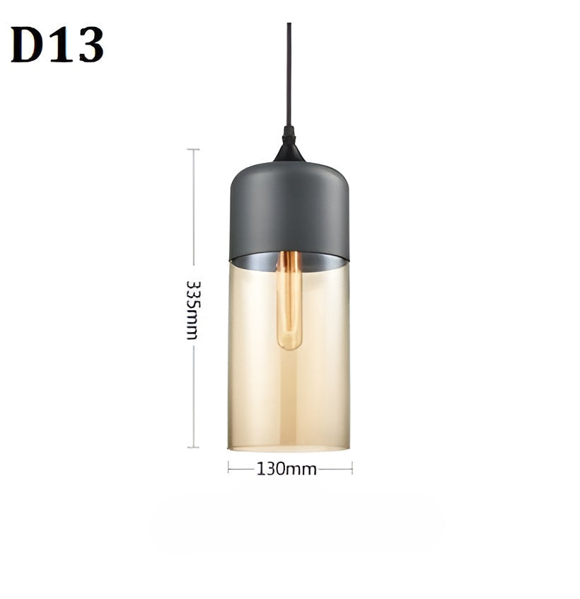 Geometrisk Glas-Pendellampa – Svart &amp; Bärnsten | Stilren Belysning