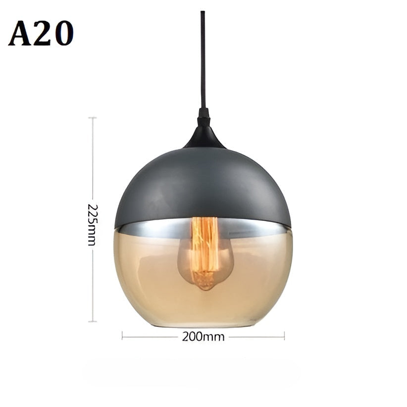 Geometrisk Glas-Pendellampa – Svart &amp; Bärnsten | Stilren Belysning