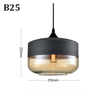 Geometrisk Glas-Pendellampa – Svart &amp; Bärnsten | Stilren Belysning