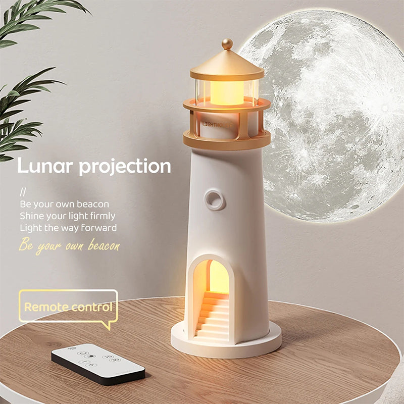 Lighthouse Moon Projektor Lampa – Bluetooth Musik Stjärnklart Nattljus