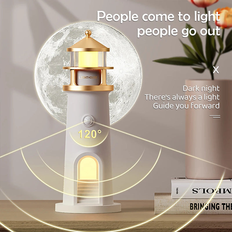 Lighthouse Moon Projektor Lampa – Bluetooth Musik Stjärnklart Nattljus