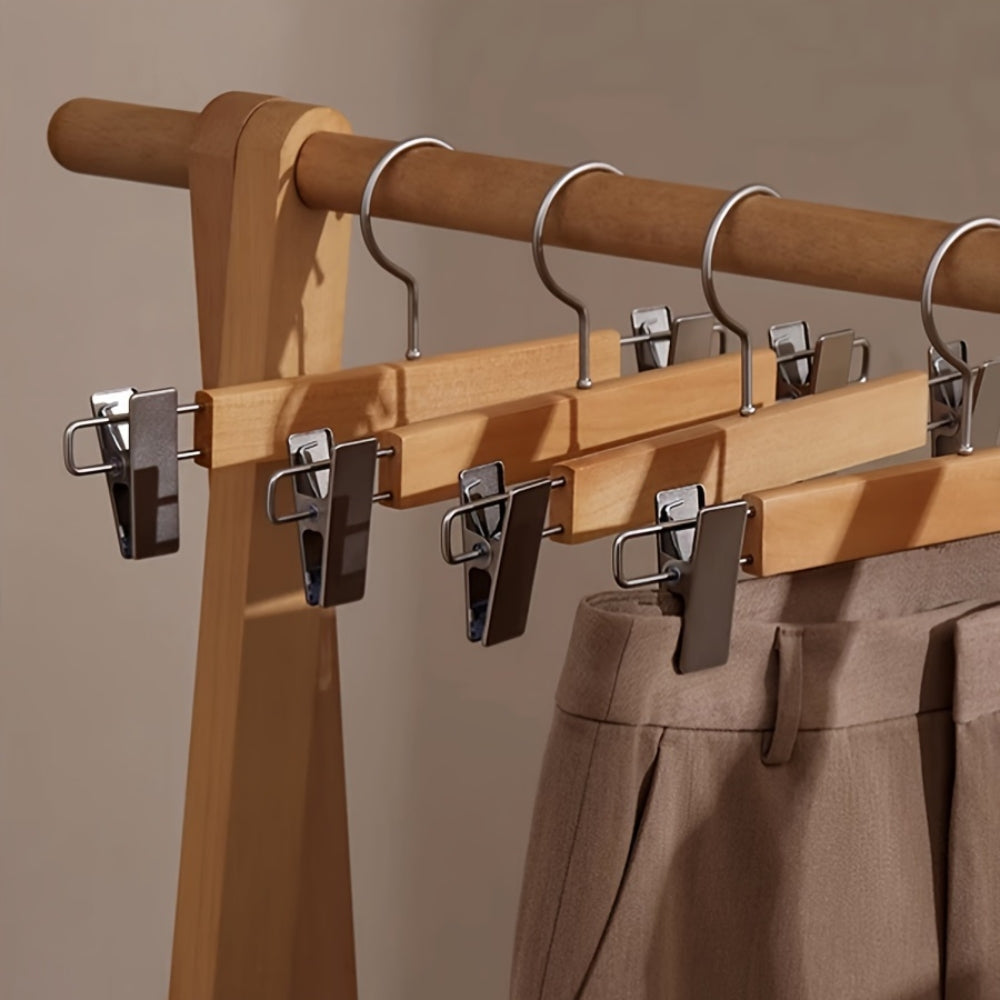 Maxwell Premium Wood Pants Hanger with Clip