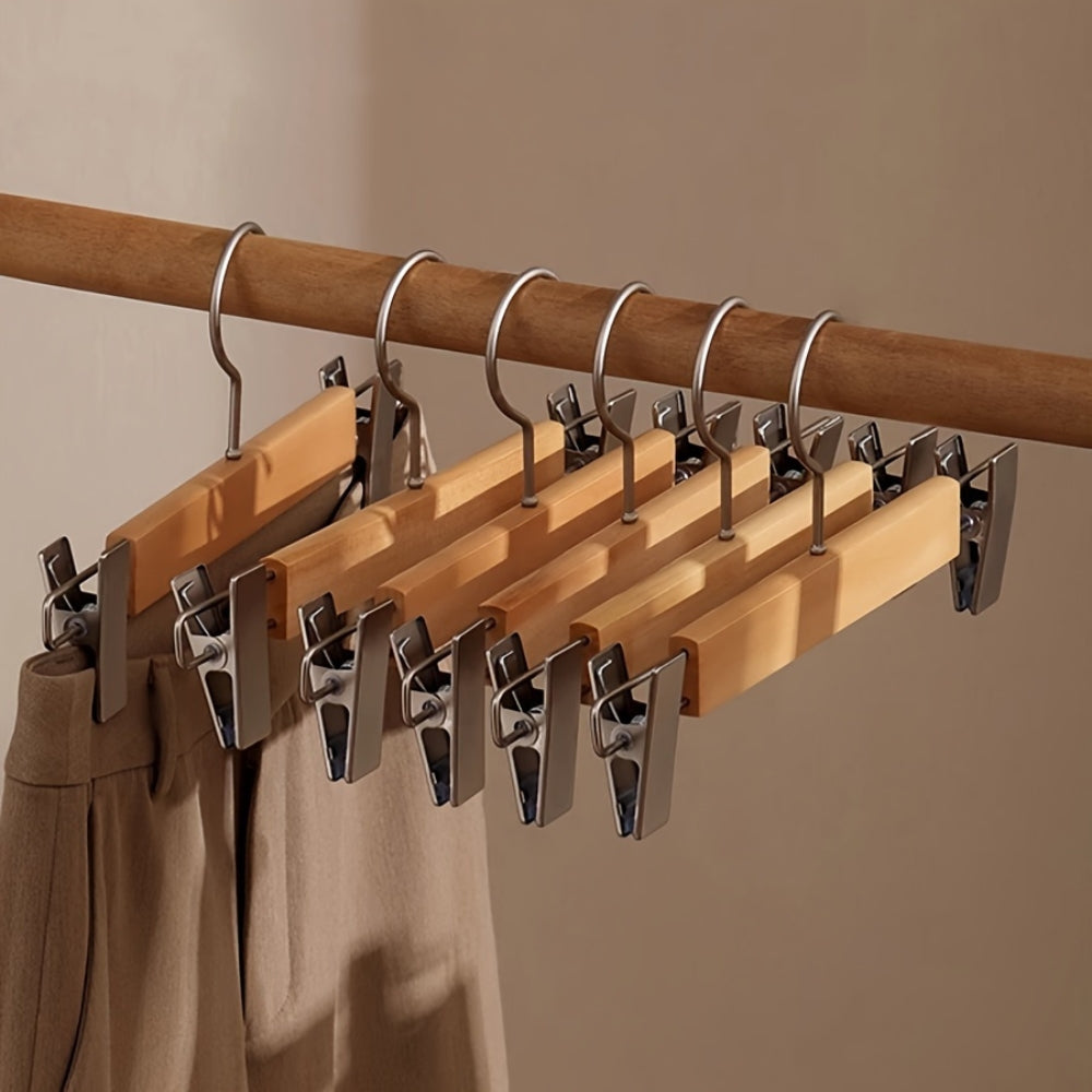 Maxwell Premium Wood Pants Hanger with Clip