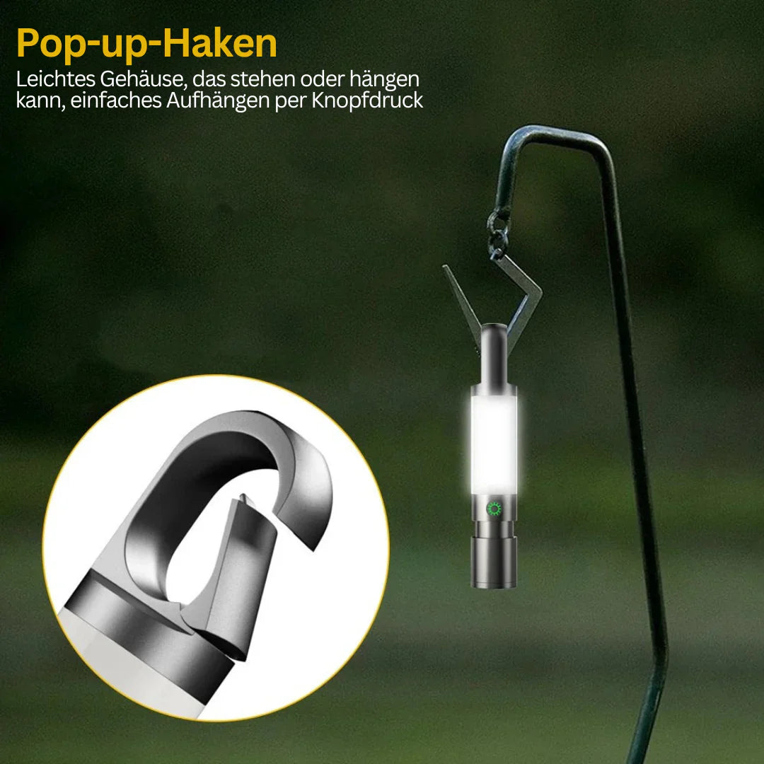 LED-ficklampa med flerfärgade filter – uppladdningsbar USB-C-lampa med camping- och nödbelysningsfunktion